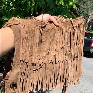 Brandy Melville boho brown fringe bag